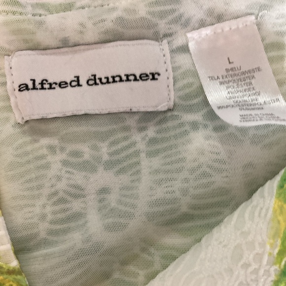 Alford Dunner Top Women Size Large Green & Yellow Long Sleeve V Neck - Picture 7 of 9